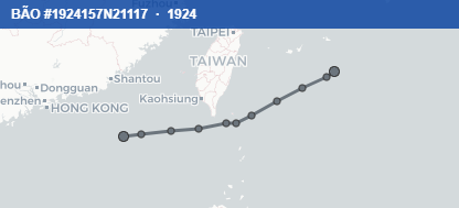Quỹ đạo di chuyển của BÃO #1924157N21117 (1924)