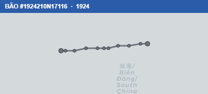 Quỹ đạo di chuyển của BÃO #1924210N17116 (1924)