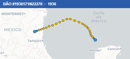 Quỹ đạo di chuyển của BÃO #1936171N22270 (1936)