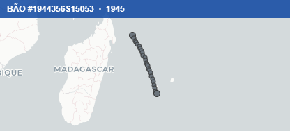 Quỹ đạo di chuyển của BÃO #1944356S15053 (1945)