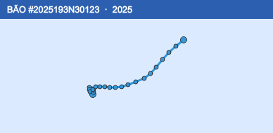 Quỹ đạo di chuyển của BÃO #2025193N30123 (2025)